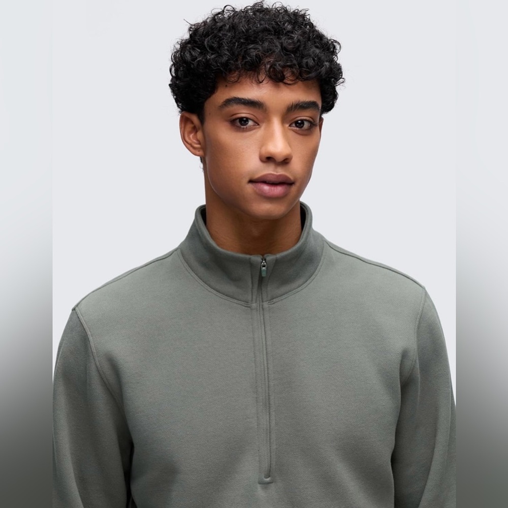 CRZ YOGA Fleece Lined Half Zip Sweatshirt Mock Neck Gray Sage Men’s Size XXL - Picture 3 of 13